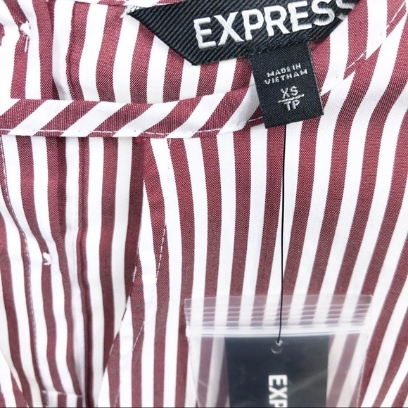 NWT Express Striped Keyhole Ruched Sleeve Top XS - Picture 8 of 8